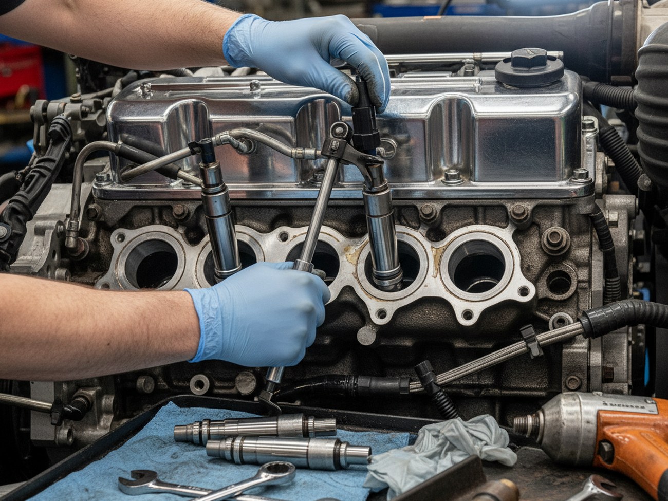 Замена топливной форсунки Cummins в мастерской